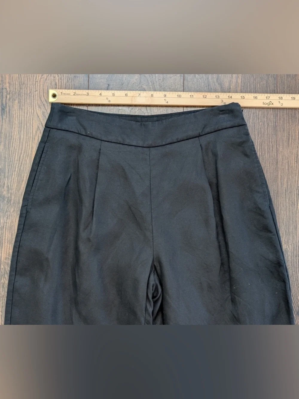 J.Crew High-rise Wide Leg Pleated Linen Side Zip Blend Pant Black Size 4
